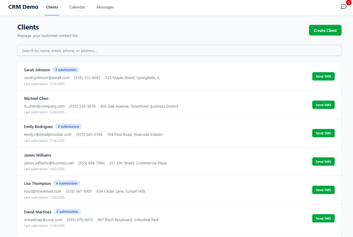 Client management - track customer information and history