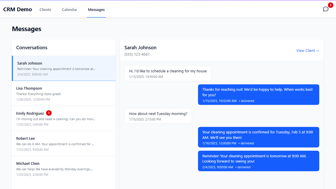 SMS communication - send automated reminders to clients